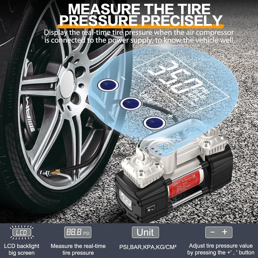 GSPSCN 12V Digital Heavy Duty Tire Inflator PortableAir Compressor Pump