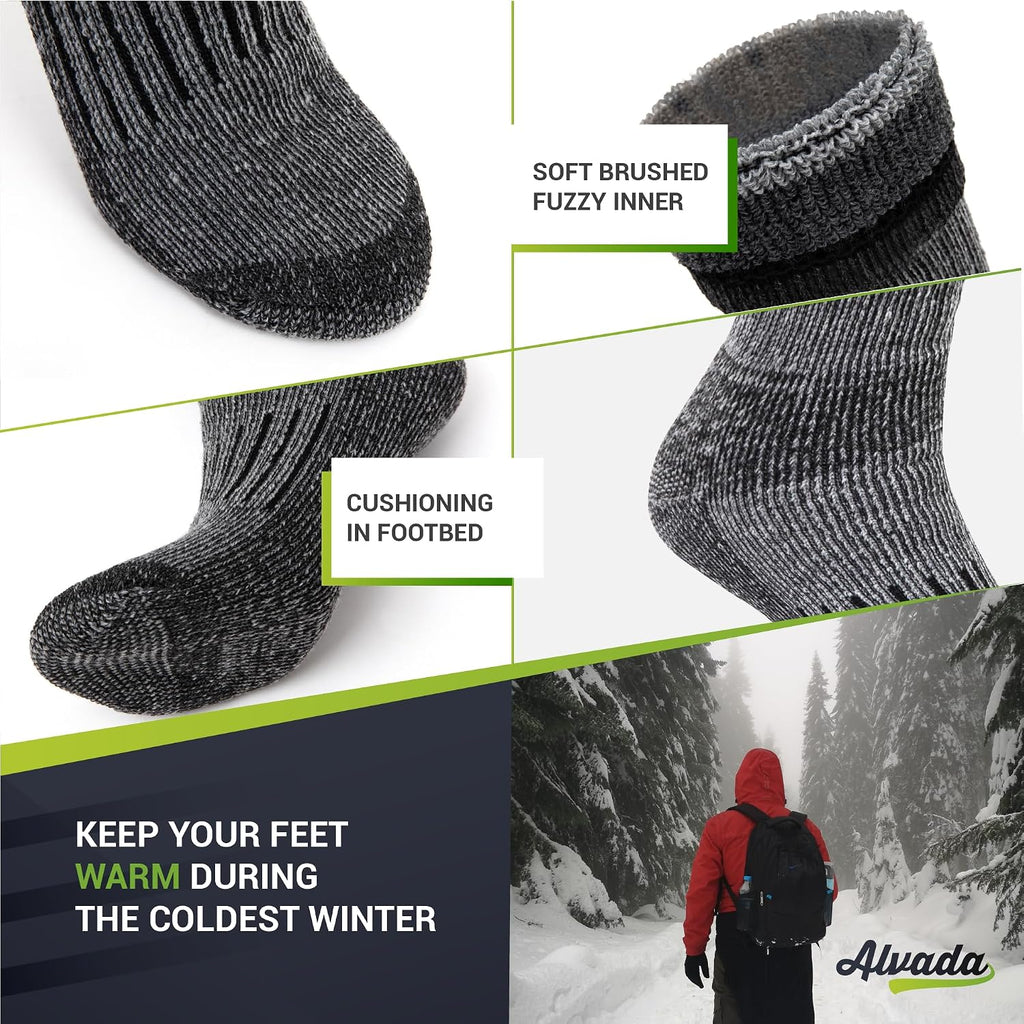 Alvada Warm Thermal Wool Socks for Winter Moisture Wicking and Breathable Cozy Boot Socks