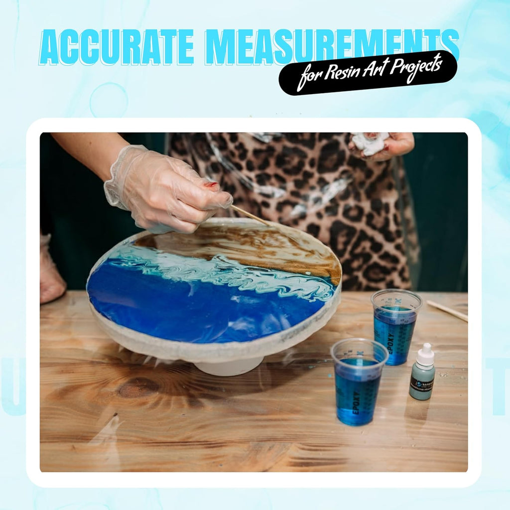 [Pack of 50] 10oz Disposable Graduated Measuring Cups for Mixing - Measurements in mL and Oz - Multipurpose Reusable Cups for Paint, Epoxy Resin, Stain, Liquid Mixing Cups