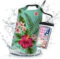 5L Waterproof Dry Bag, Tropical Summer Watercolor Hibiscus Backpack