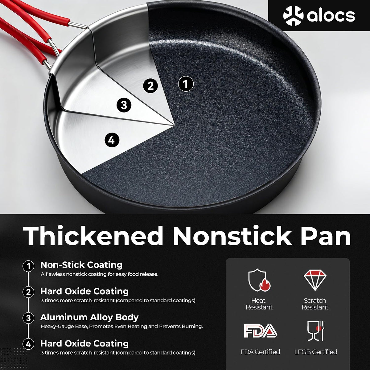 ALOCS Camping Cookware Set Camping Gear Compact Camping Pots and Pans Set