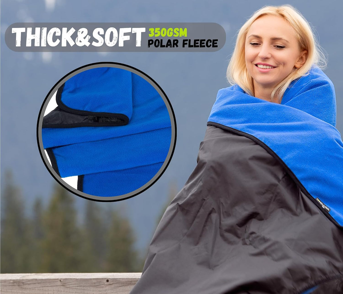 SUITEDNOMAD Extra Large Waterproof Windproof Outdoor Stadium Fleece Blanket