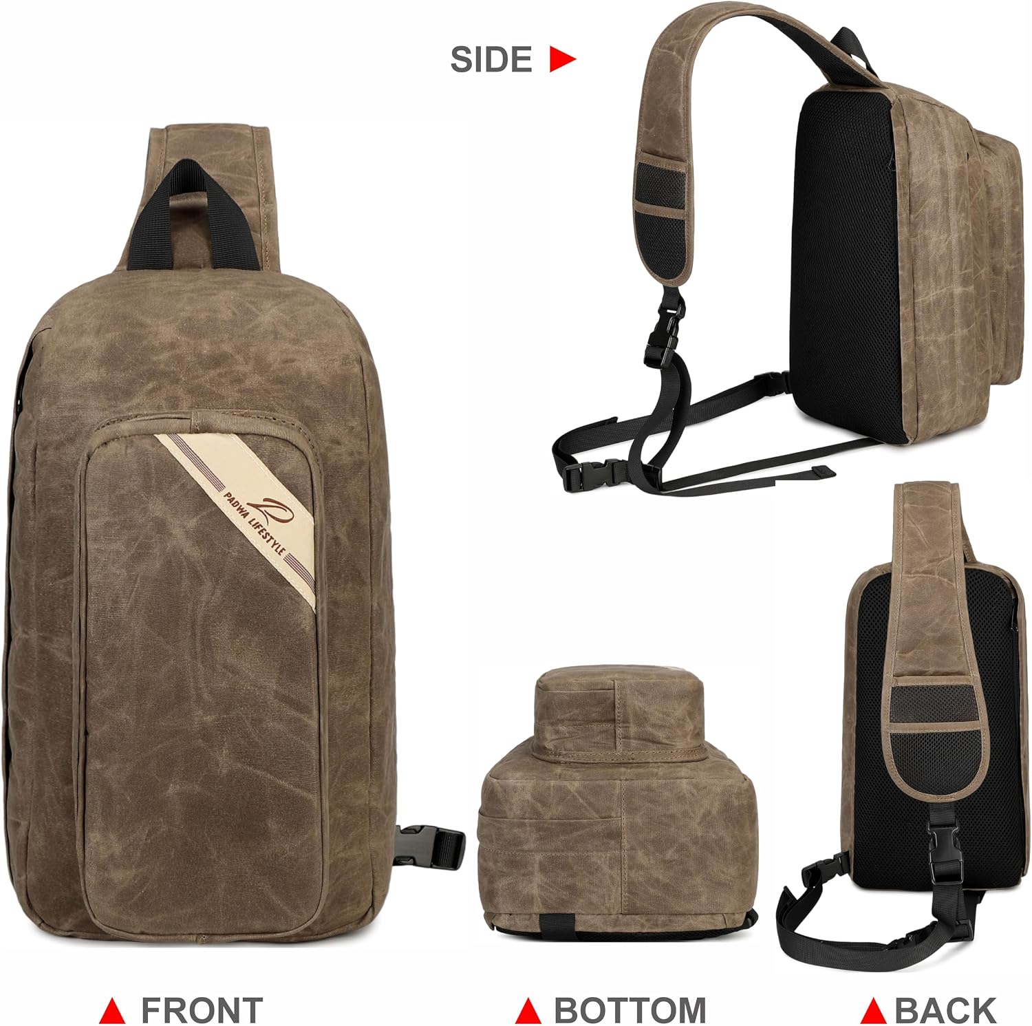 Padwa Lifestyle Dark Brown Crossbody Camera Bag - Waxed Memory Canvas Compact Camera Sling and Crossbody Bag with Fast Access,Versatile Lightweight Everyday Bag for Photographers Travel,Photography