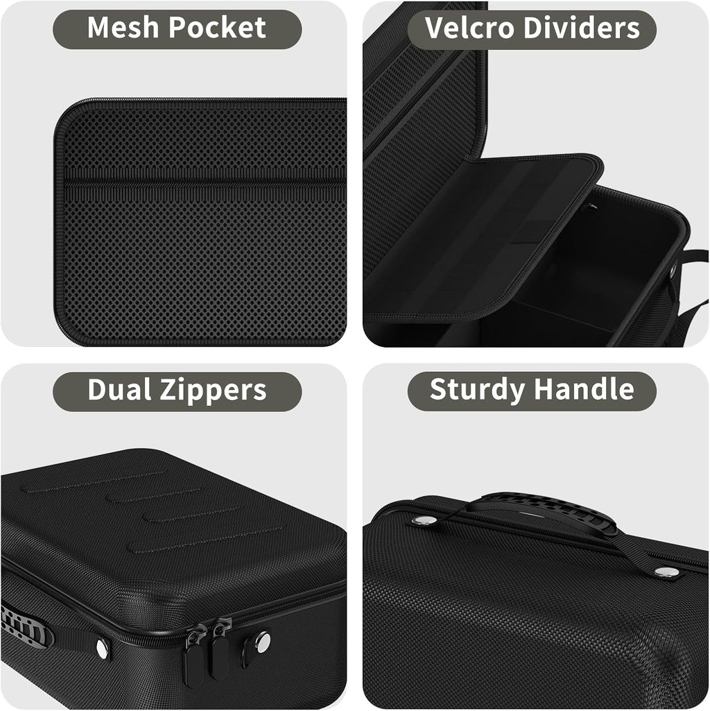Hard Shell Camera Case Compatible with Canon EOS Rebel T7/R50/R100 and More DSLR & Mirrorless Cameras – Portable Travel Bag with Adjustable Dividers, Mesh Pocket & Shoulder Strap (Black)
