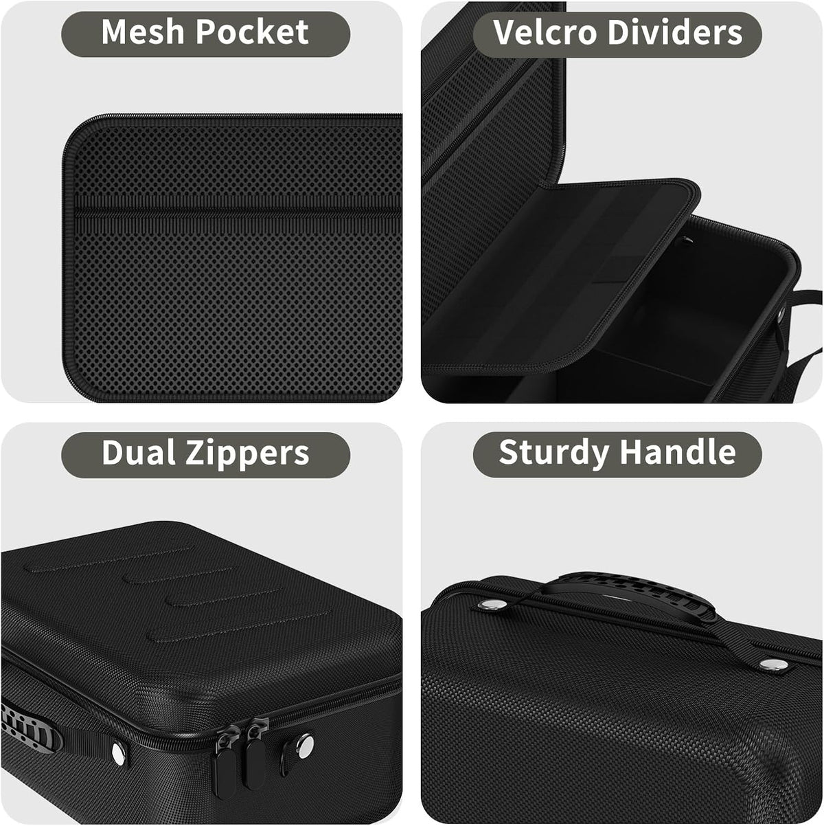 Hard Shell Camera Case Compatible with Canon EOS Rebel T7/R50/R100 and More DSLR & Mirrorless Cameras – Portable Travel Bag with Adjustable Dividers, Mesh Pocket & Shoulder Strap (Black)