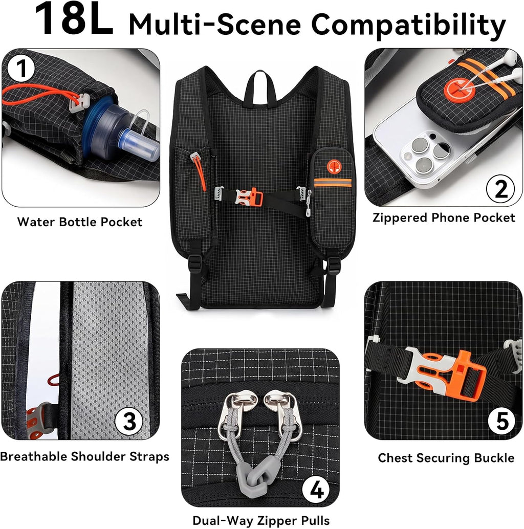 18L Small Hiking Backpack Foldable Ultralight Daypack