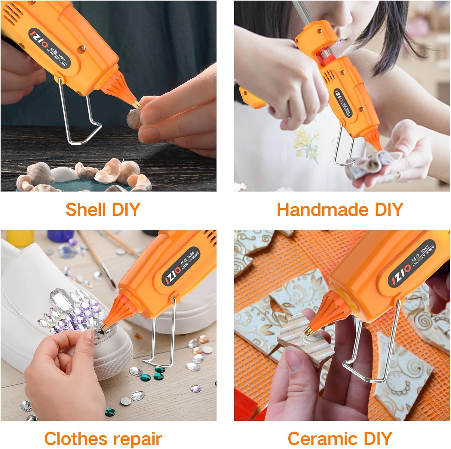 IZIO 100W Hot Glue Gun Kit with Storage Bag, 21 Glue Sticks, Fast Heating Full Size Glue Gun for Crafts, DIY, Home Repair, Wood, Fabric, School Projects