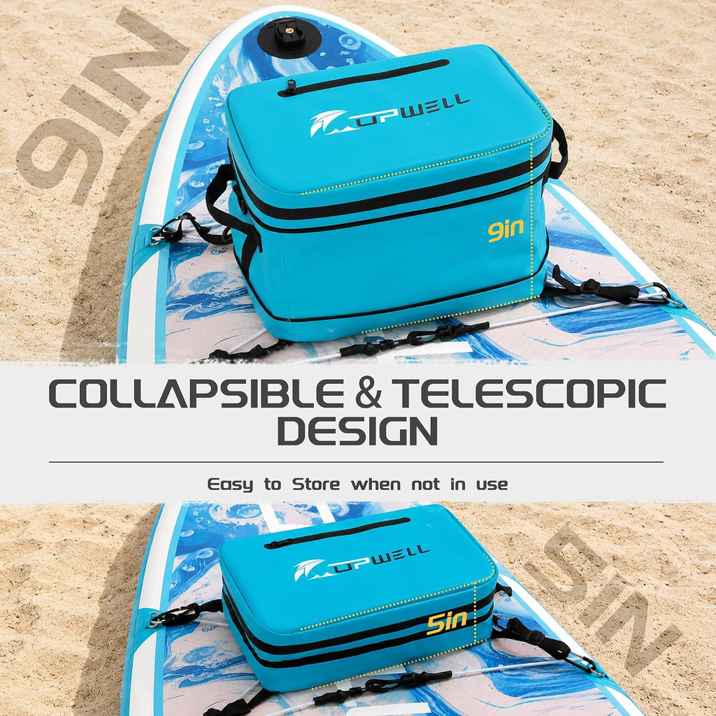 UPWELL Paddle Board Accessories, Waterproof SUP Cooler Bag with TPU Zipper, PVC Dry Bag, 30 Cans Surf Kayak Cooler Bag for Paddle Board, Kayak