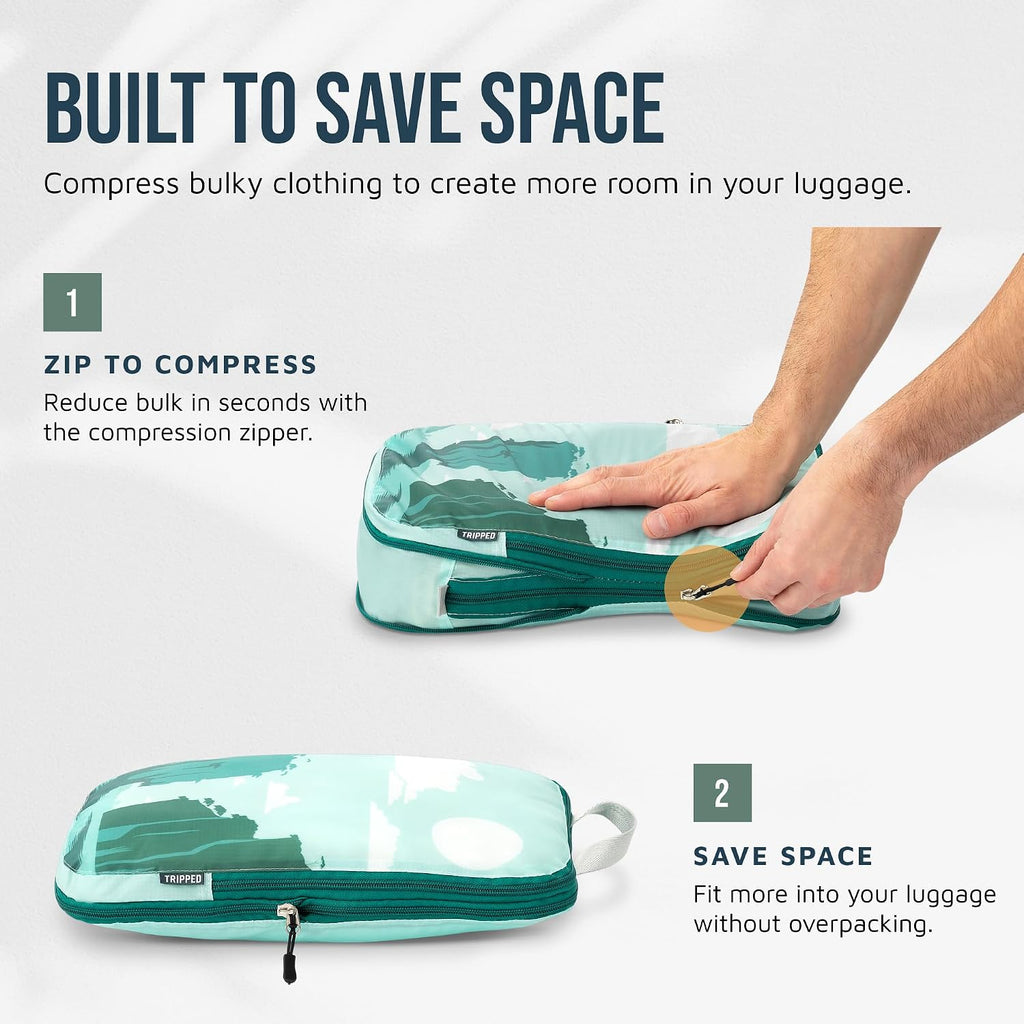 TRIPPED Travel Gear Large Compression Packing Cubes 7-Piece Set for Travel