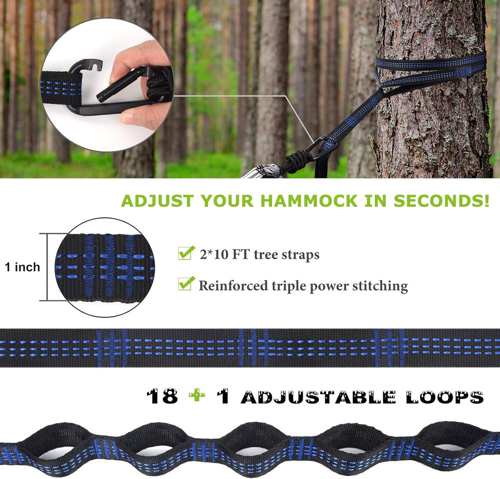 Camping Hammock with Net,Portable Lightweight Double Hammocks with Tree Straps and Solid D-Shape Hanging Hooks,Parachute Nylon Hammock for Backpacking Beach Backyard Patio Hiking
