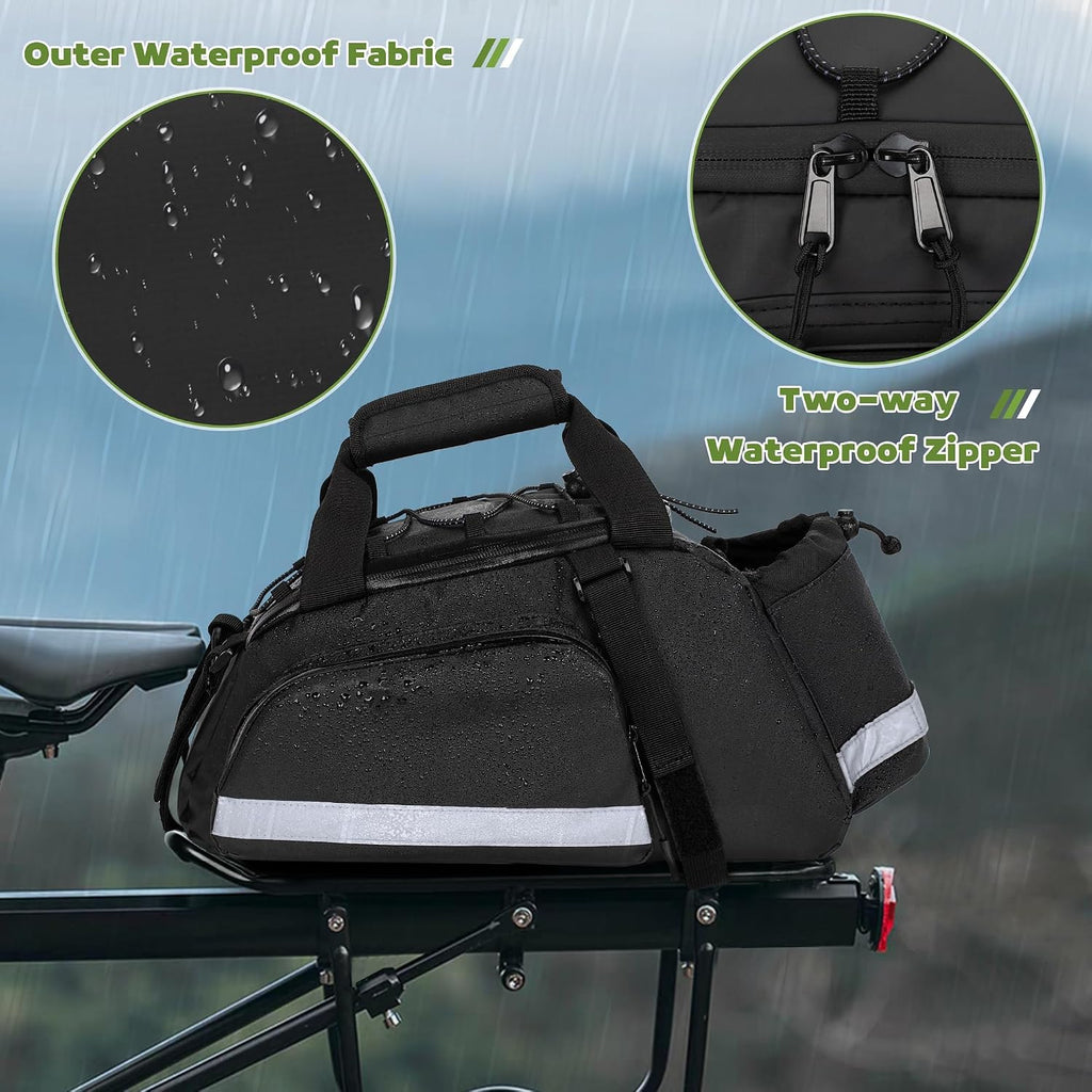 GRAOSO Bike Rear Rack Bag with Cooler Bag, Pannier Bags for Bicycles, 12L