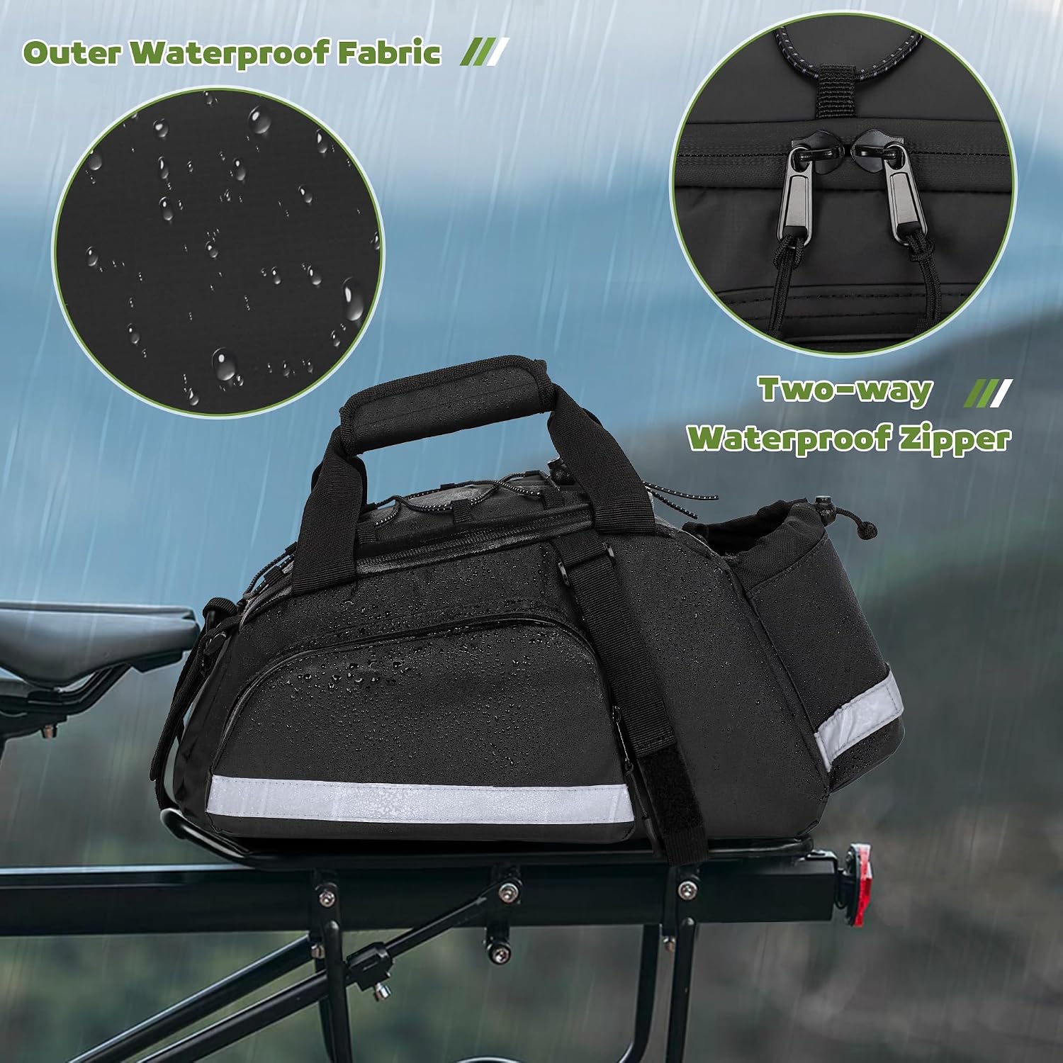 GRAOSO Bike Rear Rack Bag with Cooler Bag, Pannier Bags for Bicycles, 12L