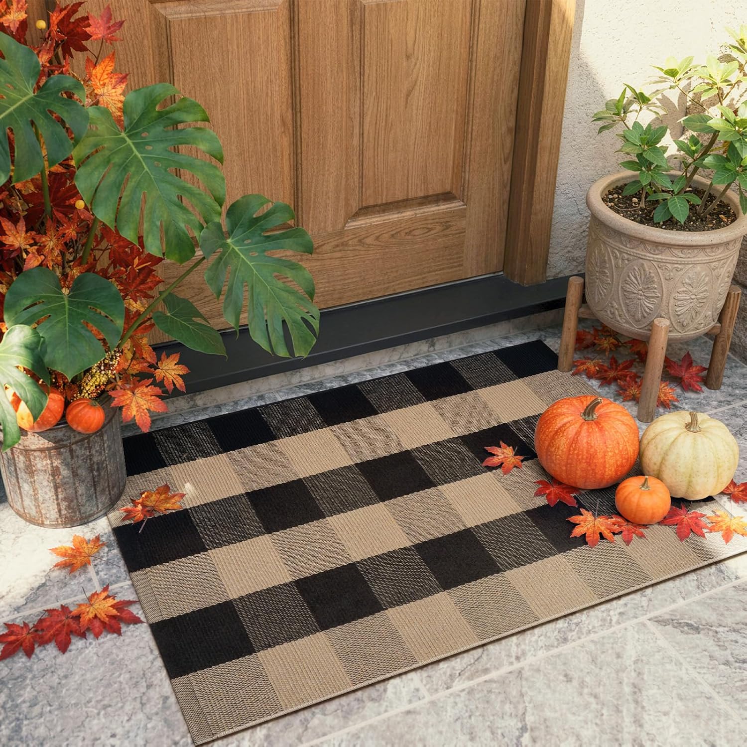 KIMODE Front Door Mat Outside Entrance Fall Front Porch Rug Welcome Decor