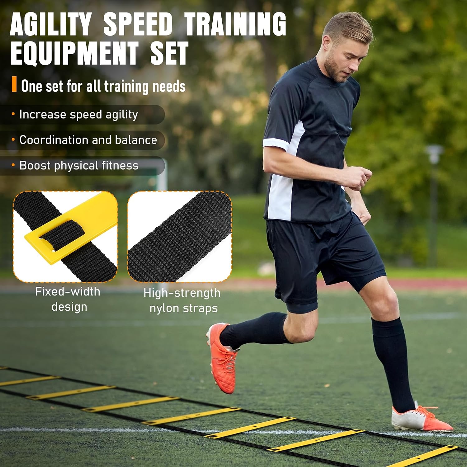 Agility Ladder, Agility Speed Training Equipment Set, 20ft Speed Ladder