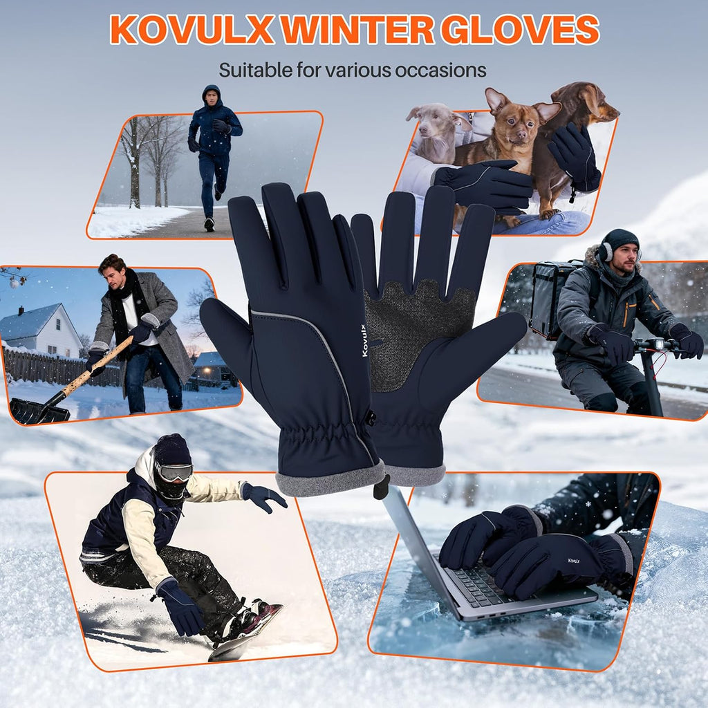 Winter Gloves Warm for Men & Women - Waterproof Touchscreen Outdoor Thermal Gloves with Plush Lining/Adjustable Wrist,Snow Shoveling Commuting Skiing
