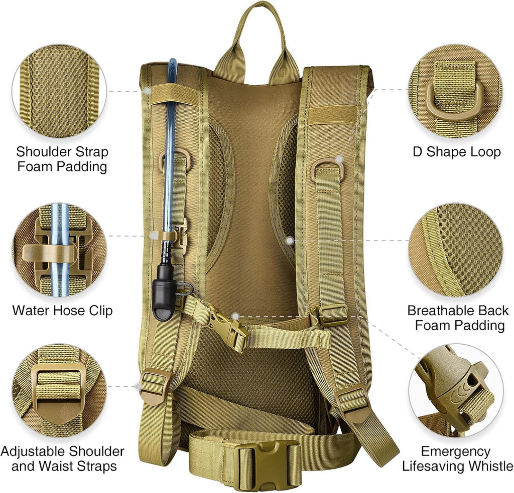 NOOLA Hydration Backpack with 3L Water Bladder, Tactical Pack for Hiking