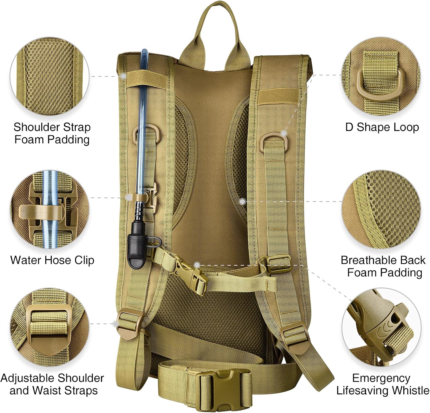 NOOLA Hydration Backpack with 3L Water Bladder, Tactical Pack for Hiking