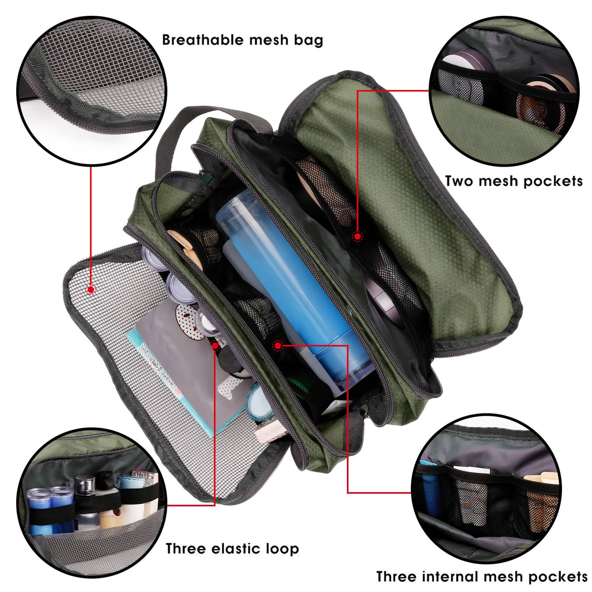 WANDF Travel Toiletry Bag for Men, Small Dopp Kit for Toiletries