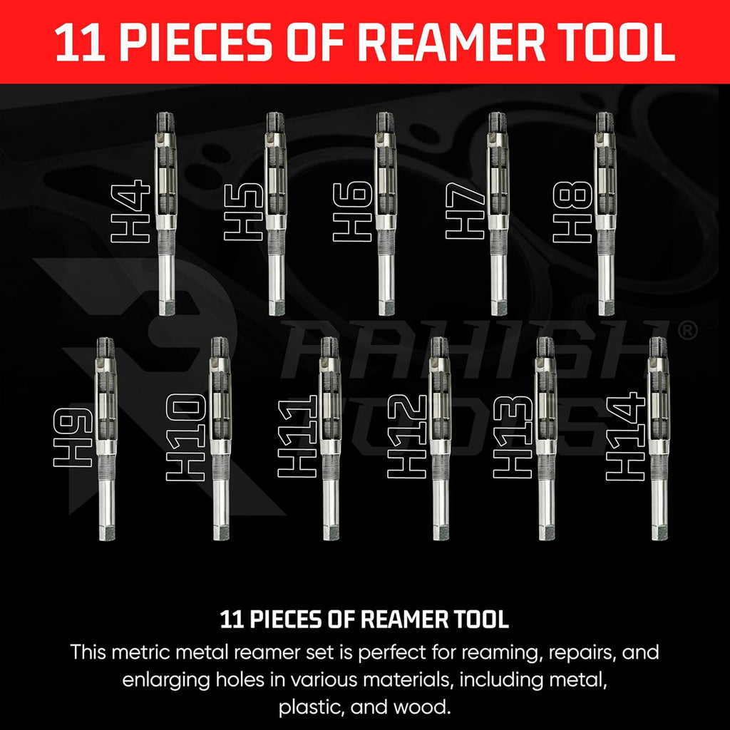 Adjustable Hand Reamer Tool H4 to H14 Sizes - 15/32" to 1-1/2” Reaming Tool for Precise Hole Finishing with 6 Carbon Steel Blades - Hand Tools Reamers for Metal & Wood - 11.90mm - 38.10mm