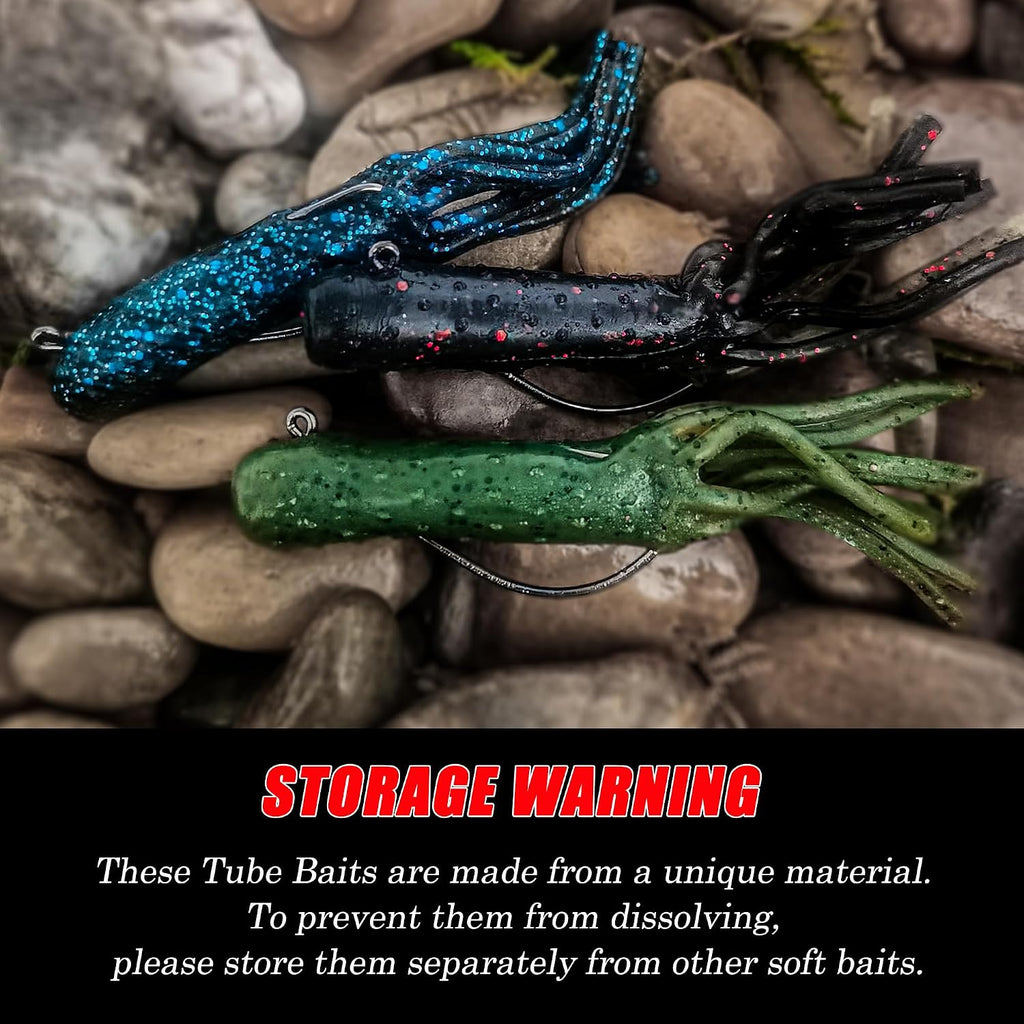 Tube Lures Jig Heads Hooks Tube Baits Worms for Bass Fishing