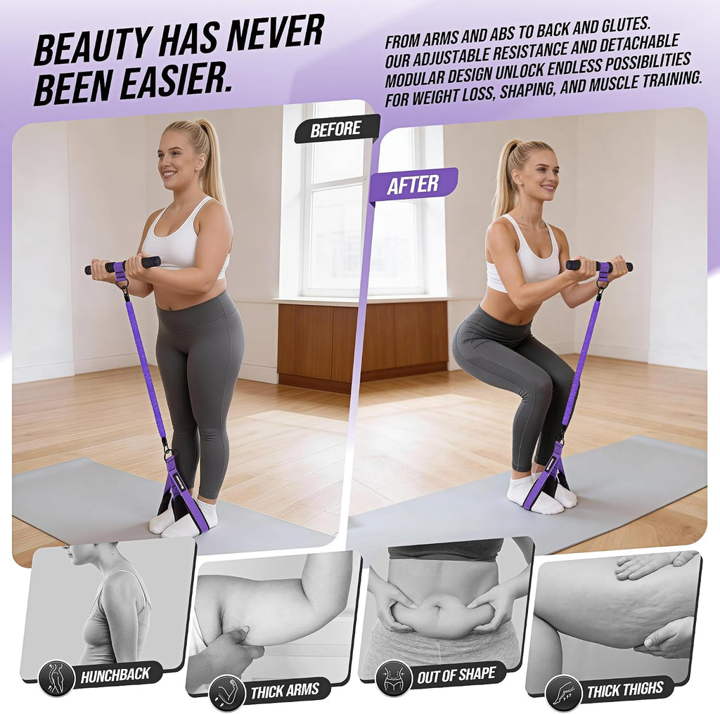 Upgrade Pedal Resistance Band with Handle, Adjustable Tube Foot Pedal Device Puller Exercise Bands, for Abs Arm Leg Waist Workout, Core Pilates, Sit Up Fitness Equipment for Full Body Training