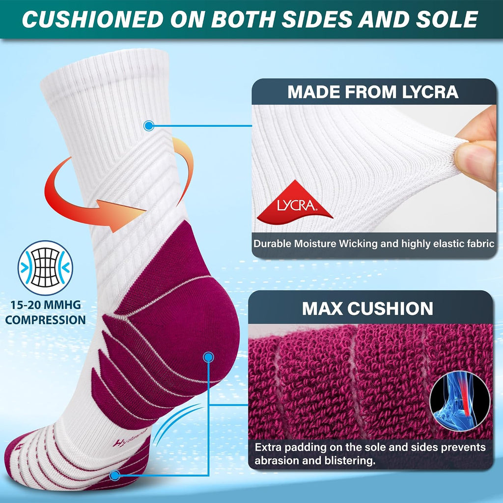 Hylaea Unisex Crew Socks for Running Athletic, Comperssion & No Blisters