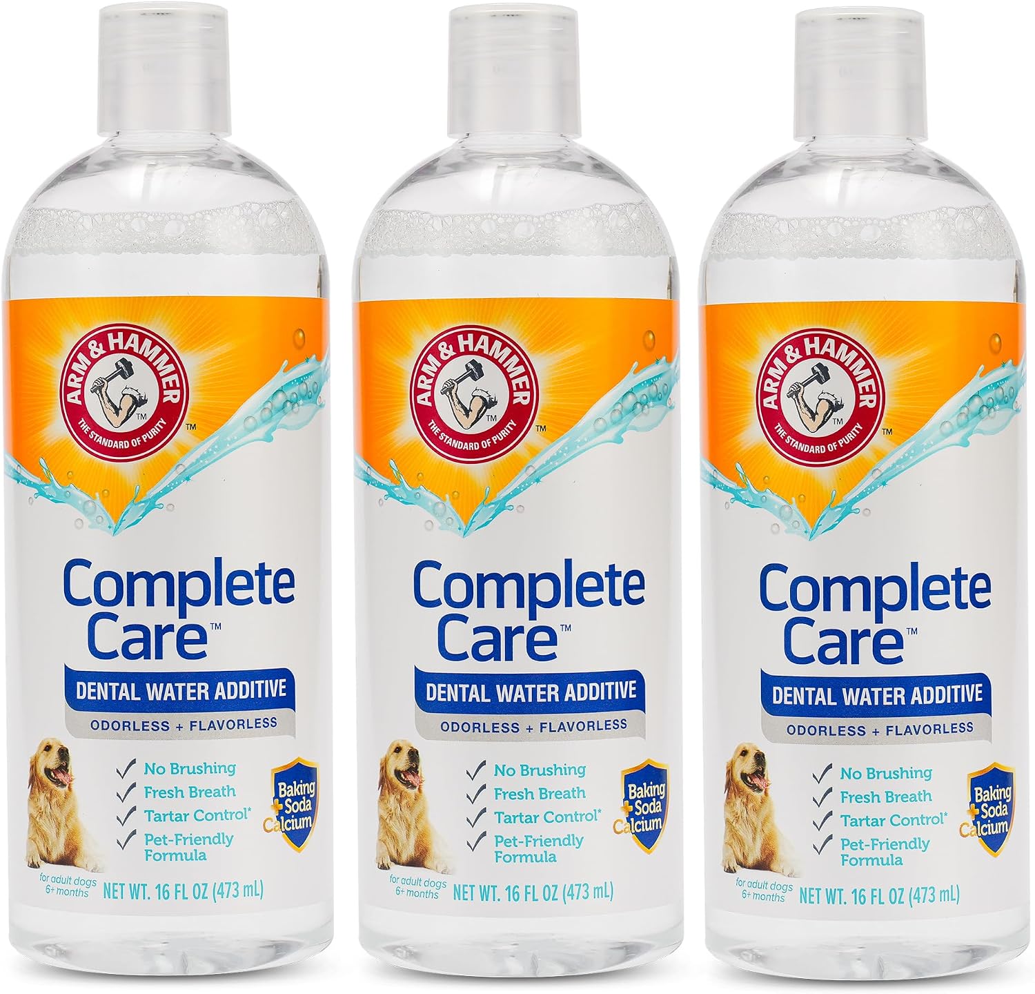 Arm & Hammer Complete Care Dog Dental Water Additive, 16 Fl Oz, 3-Pack