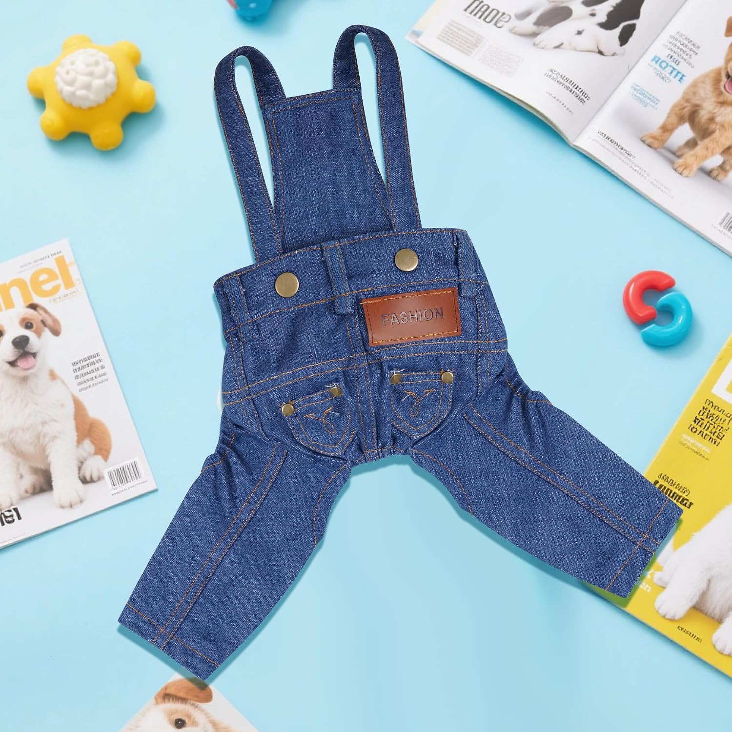 Dog Clothes Denim Overalls Pet Strap Pants for Small Puppy Cat Pets Jean Jacket Sling Jumpsuit Dog Apparel & Accessories (Blue, Small)