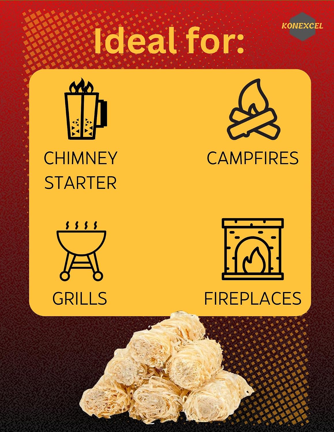 130 pcs Large Fire Starters, Natural Fire Starter for Campfires, Firestarters for Grill & Chimney Charcoal Starter. Firestarter Fireplace, Grilling, BBQ, Pellet Stove, Wood, Fire Pit, Smoker