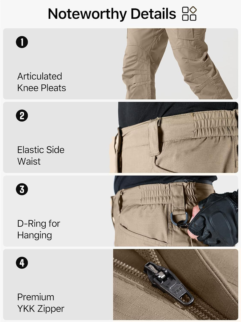 FREE SOLDIER Men's Tactical Pants Ripstop Work Cargo Hiking Pants