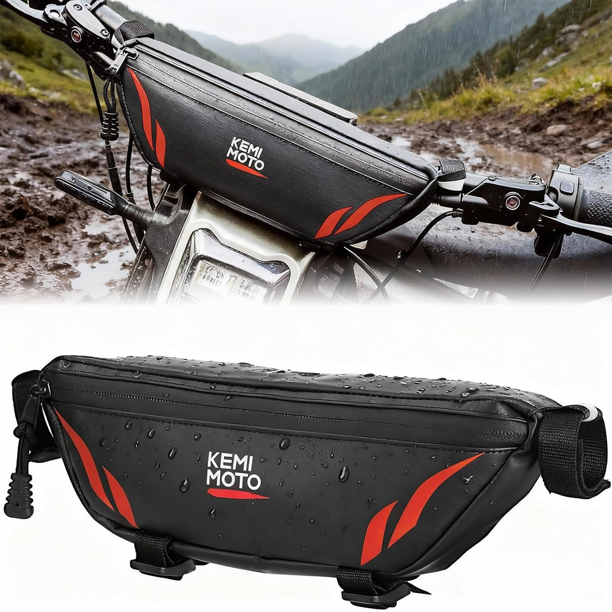 KEMIMOTO Dirt Bike Handlebar Bag Waterproof 1.5L