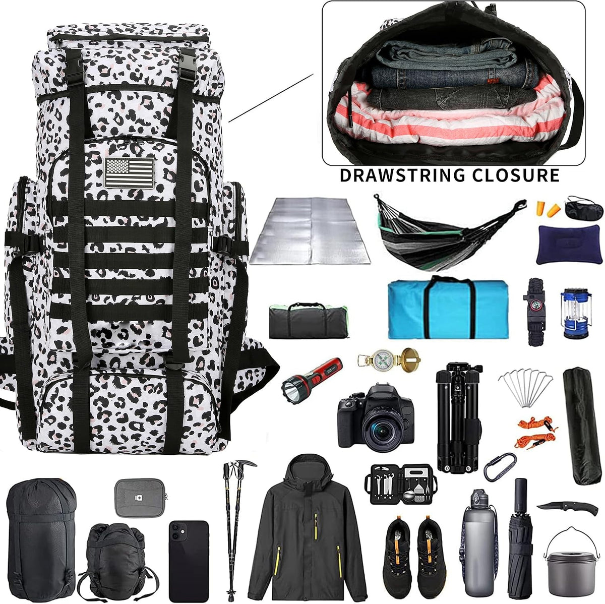 Hiking Backpack for Men 70L/100L Camping Backpack Military Rucksack Molle 3 Days Assault Pack for Climbing