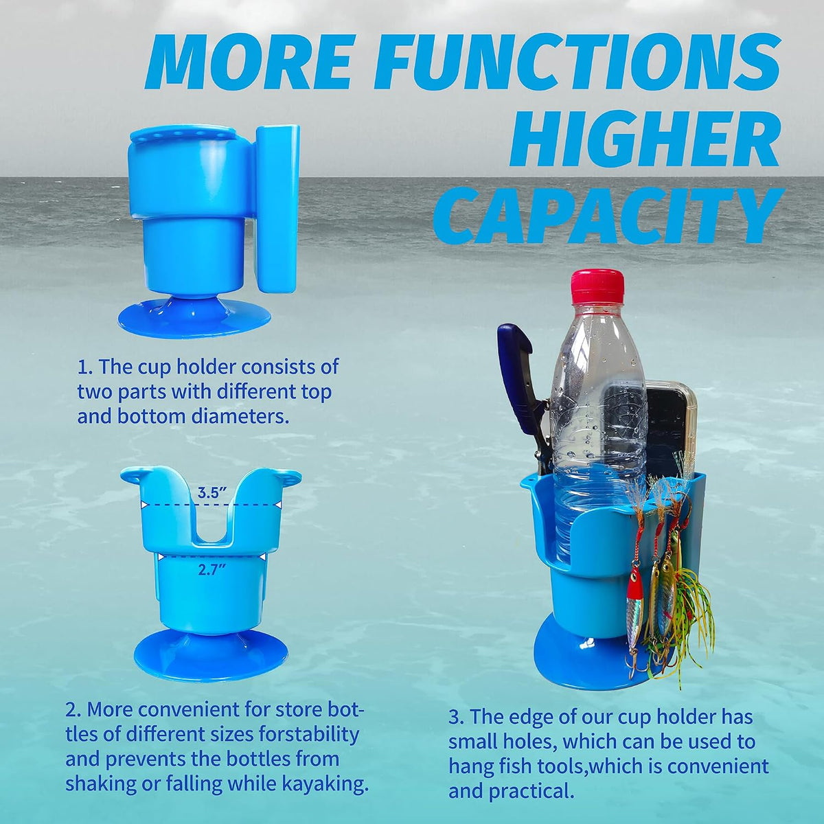 iTAOSTAR Multi Function Paddle Board Cup Holder,Two Section Paddle Board Drink Holder Suitable for Types of Cup/Bottle/Drink, Convenient Paddle Board Accessories for Fishing Gears and Phone Holder