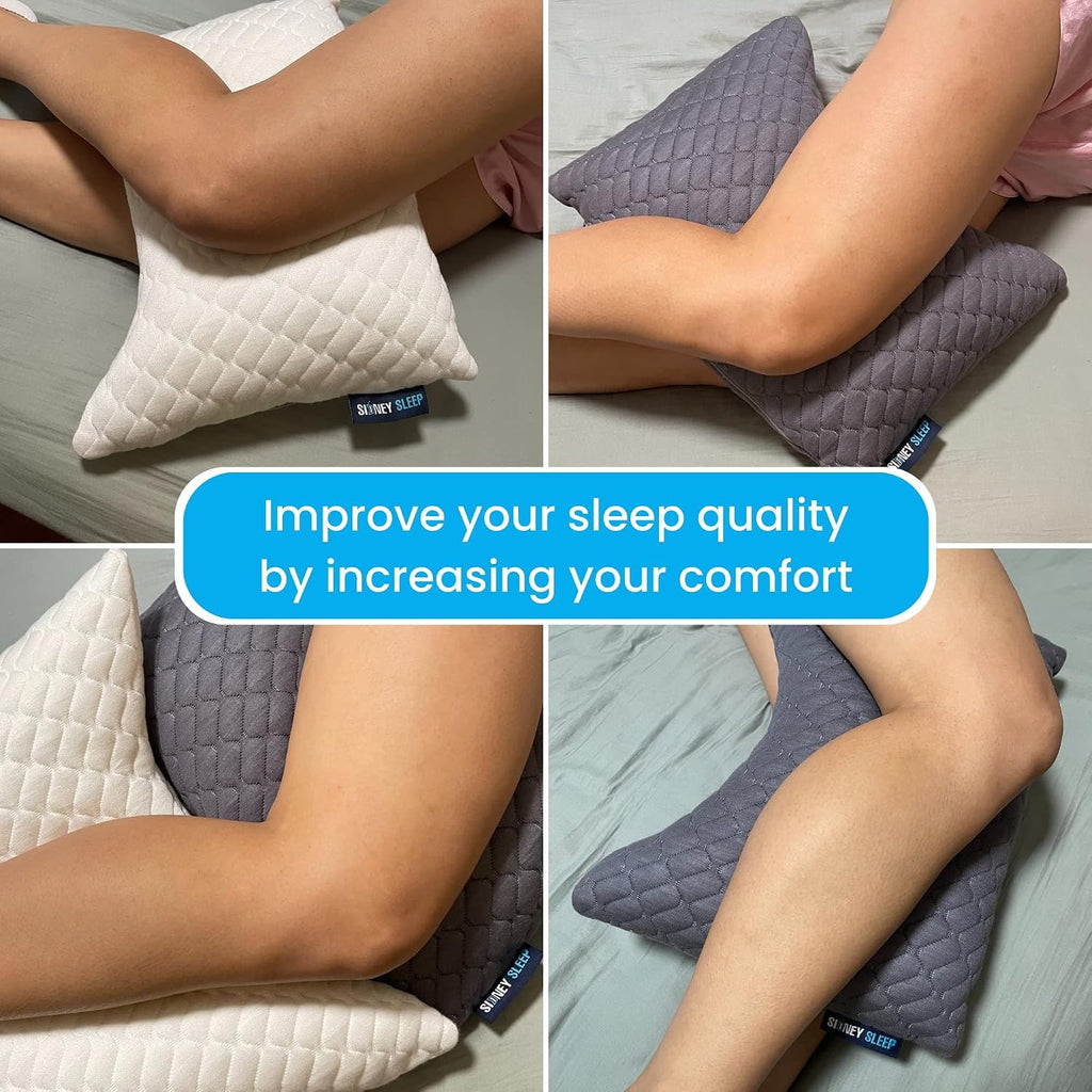 Sidney Sleep Mini Travel Size Neck Pillow - Knee, Back Lumbar and Support - Small Curved Pillow - 14 x 19 Inches - Adjustable Loft - Washable - Drawstring Backpack Included (White)