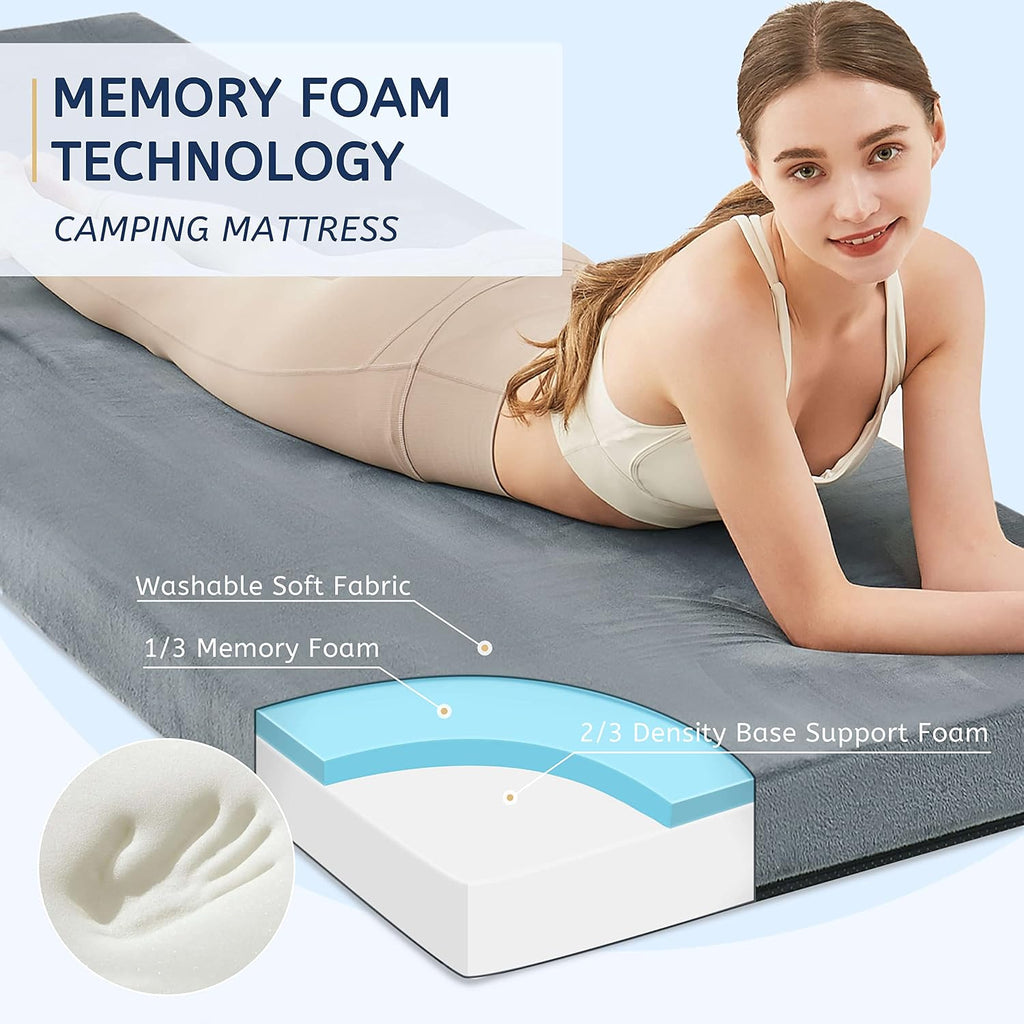 HomeMate Memory Foam Camping Mattress Pad: Portable Car Sleeping Pad