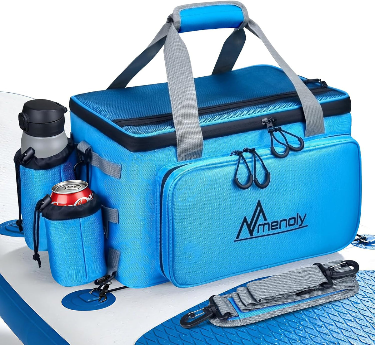 Paddle Board Cooler Bag with Cup Holders, 28L Large Sup Kayak Deck Cooler Bag Fit 36 Cans with Bottle Opener, Adiustable Strap for Beach, Kayaking, Camping