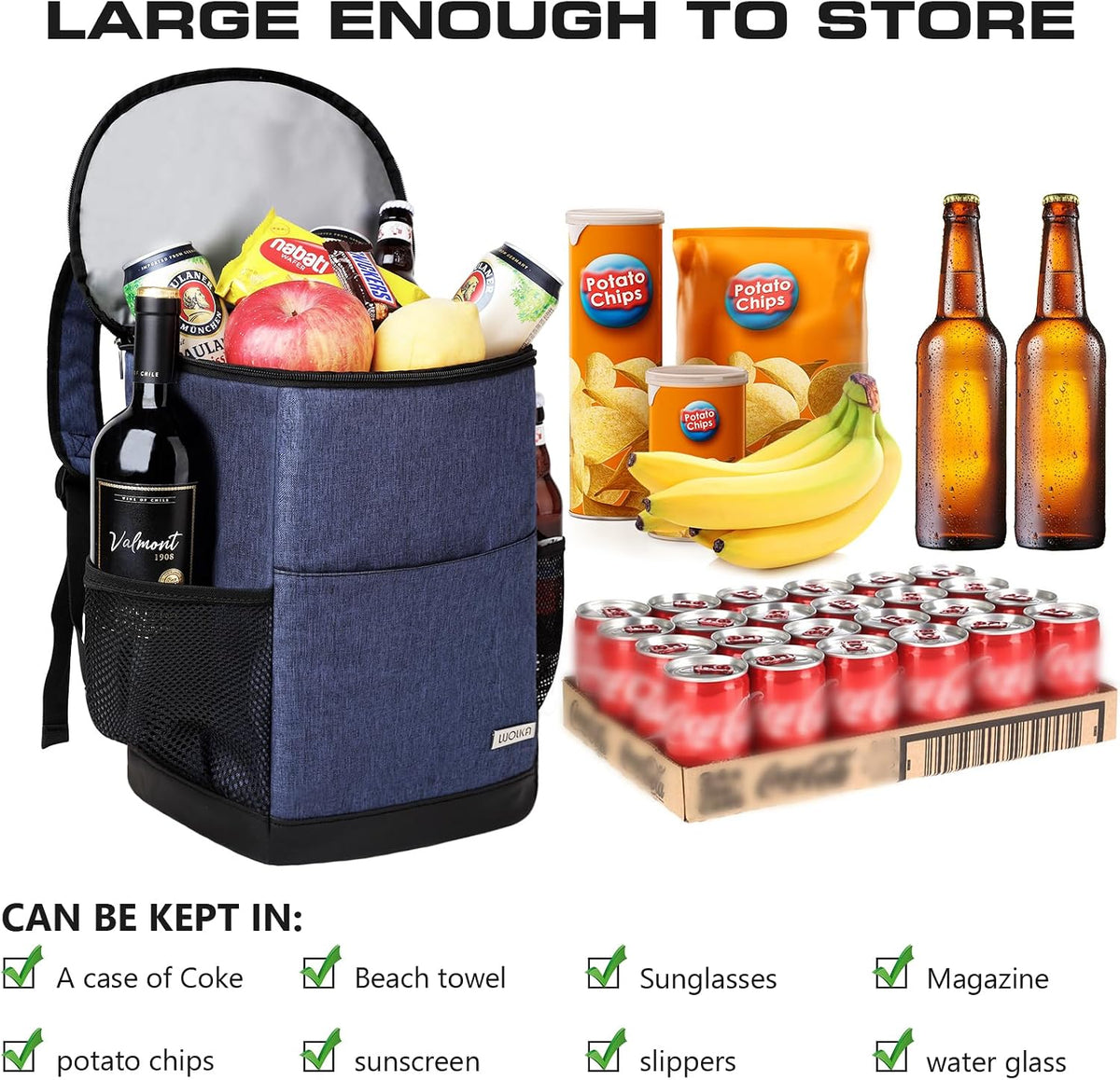 Insulated Cooler Backpack Outdoor - Leak Proof Backpack Cooler 30 Cans, Waterproof Lightweight Cooler Bag for 12h Hot/Cold Retention - Soft Cooler for Travel, Camping, Beach, Lunch