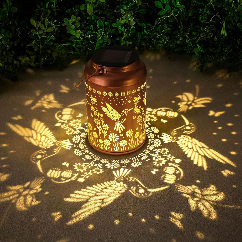 WACLSTDAY Hummingbird Solar Lanterns Outdoor Waterproof Garden Decor Birthday Gifts for Women Men Mom Hanging Solar Lights Metal Decoration Outside for Yard,Patio,Backyard,Porch,Easter