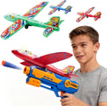 JOYIN LED Foam Glider Airplane Launcher Set, Included Light-Up Flying Planes and Handheld Launcher, Long Distance Outdoor Flying Game for Teens & Adults