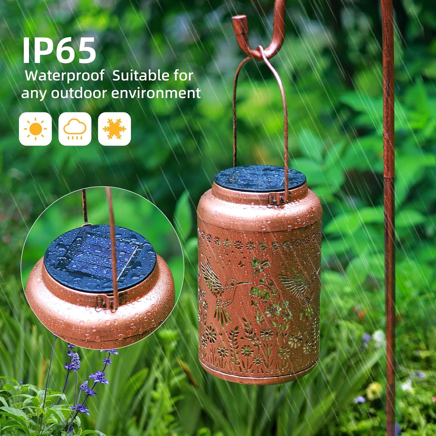 WACLSTDAY Hummingbird Solar Lanterns Outdoor Waterproof Garden Decor Birthday Gifts for Women Men Mom Hanging Solar Lights Metal Decoration Outside for Yard,Patio,Backyard,Porch,Easter