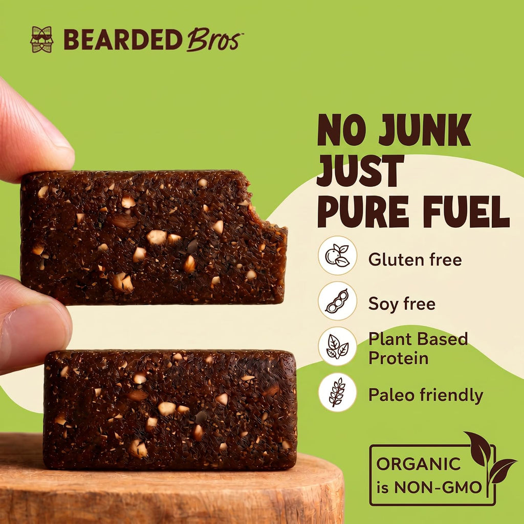 Bearded Brothers Organic Vegan Energy Bars Almond Butter Chocolate 12 Count