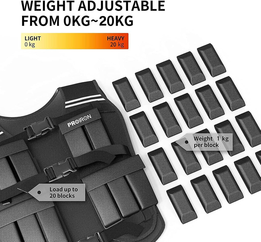 PROIRON Adjustable Weighted Vest 1-22lb/2-44lb,Strength Training Weight Vests for Men Women with Removable Weights, Body Weight Vest for Running Workout Walking Fitness Cardio,Home Gym Equipment