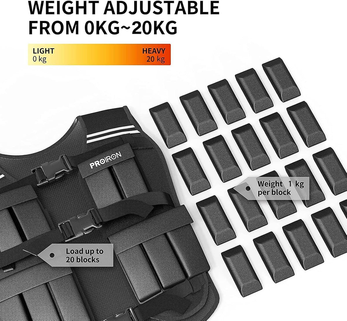PROIRON Adjustable Weighted Vest 1-22lb/2-44lb,Strength Training Weight Vests for Men Women with Removable Weights, Body Weight Vest for Running Workout Walking Fitness Cardio,Home Gym Equipment