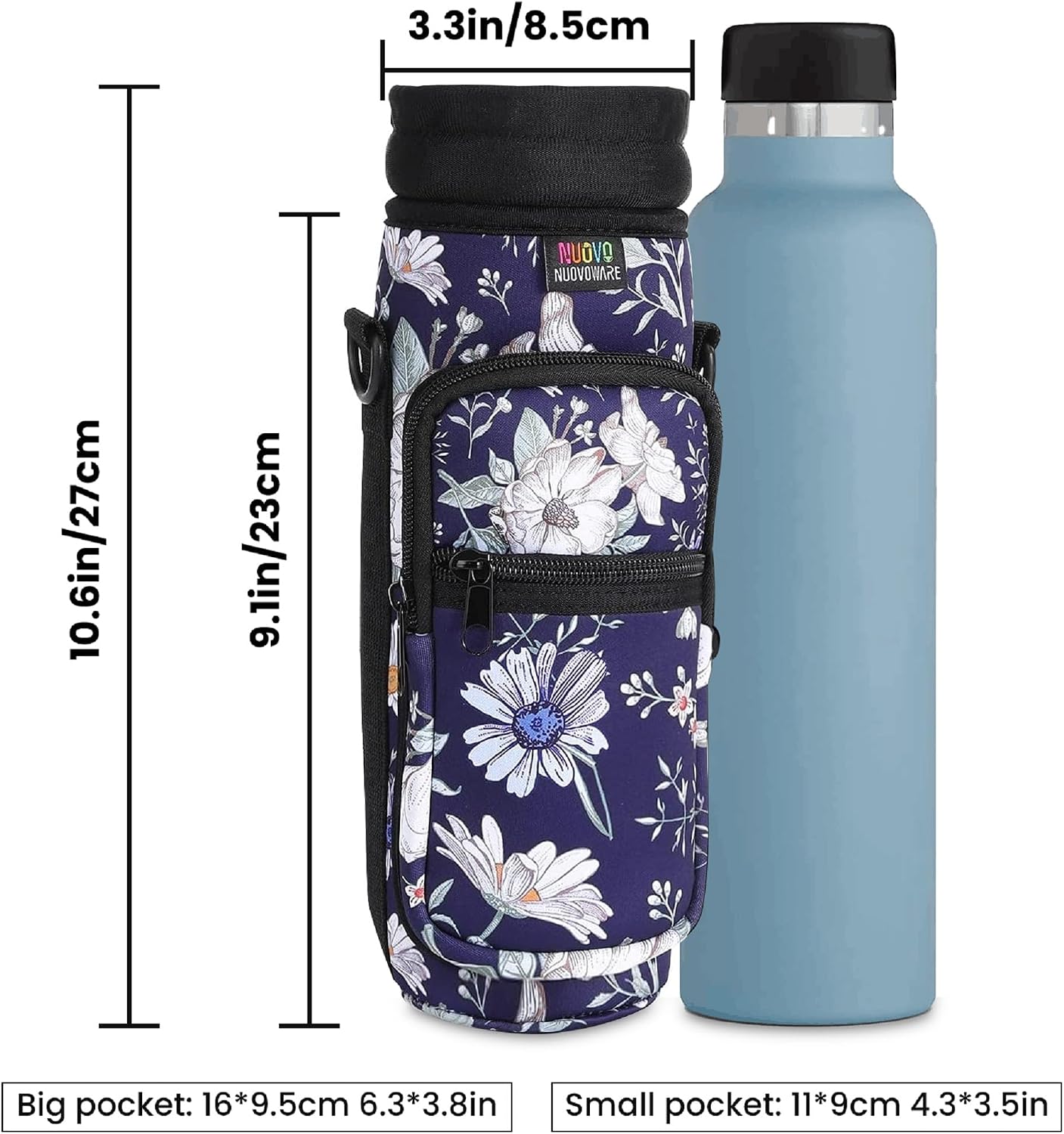 Nuovoware Water Bottle Carrier Bag, 25oz/32oz, Blue Cosmos