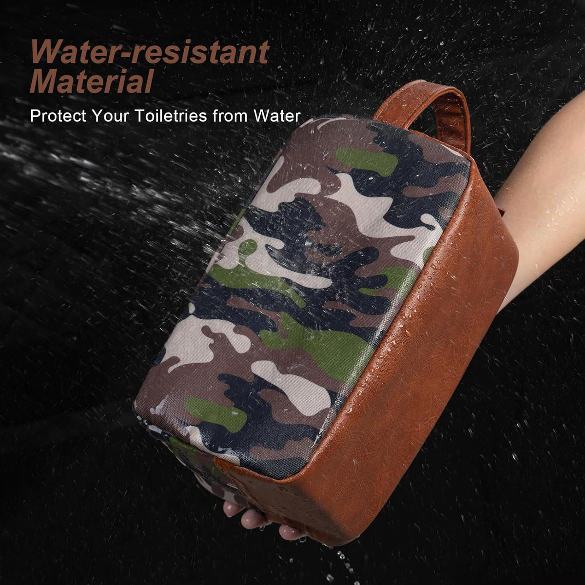 Travel Toiletry Bag for Men, Hanging Toiletry Organizer, Water Resistant Shaving Kit with Large Capacity for Travel Accessories (Camo-Bright Green, Medium)