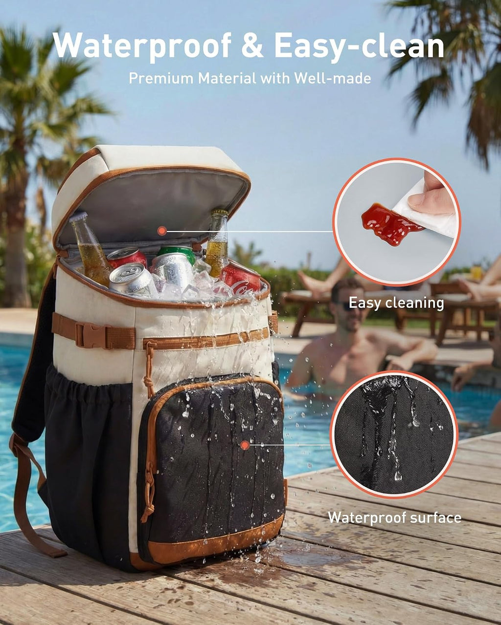 TOURIT 30 Cans Insulated Double Deck Lunch Cooler Backpack