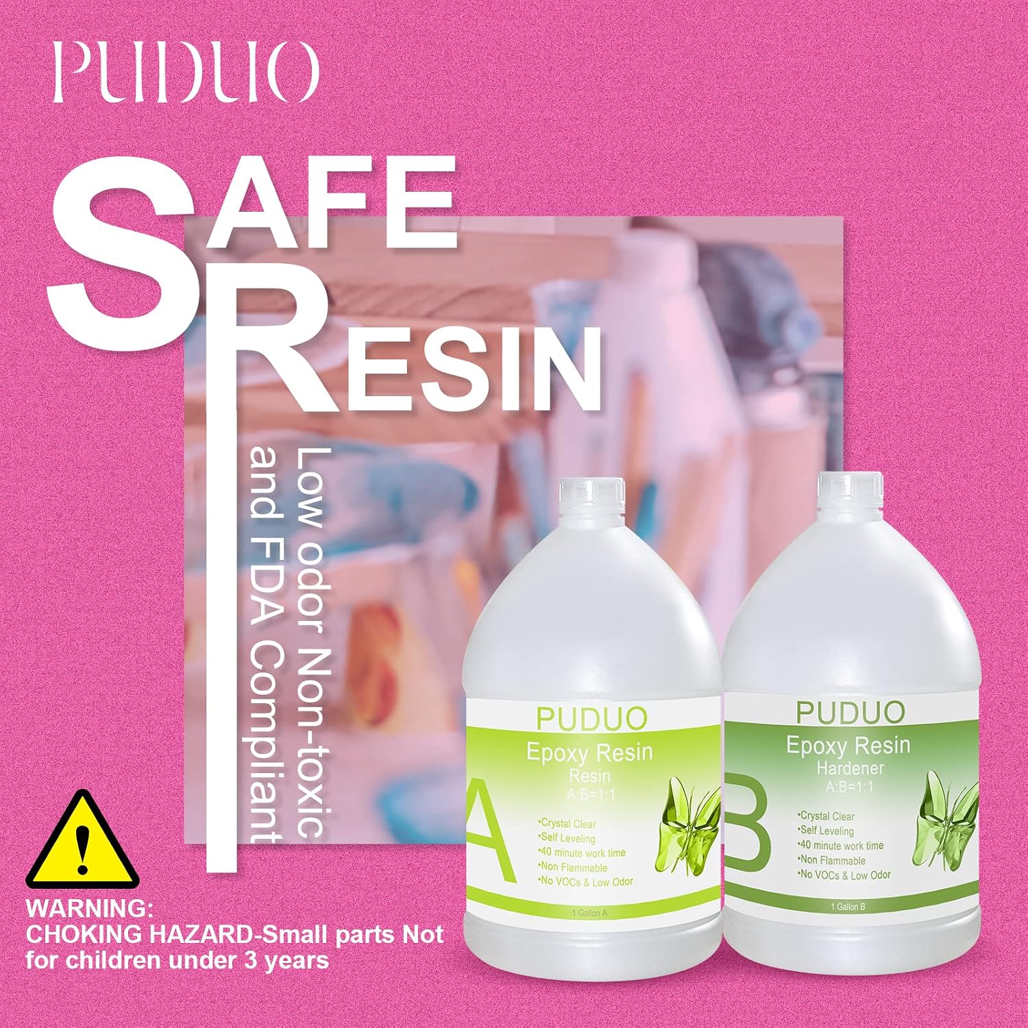 Puduo Epoxy Resin Crystal Clear Art 2 Gallon Kit