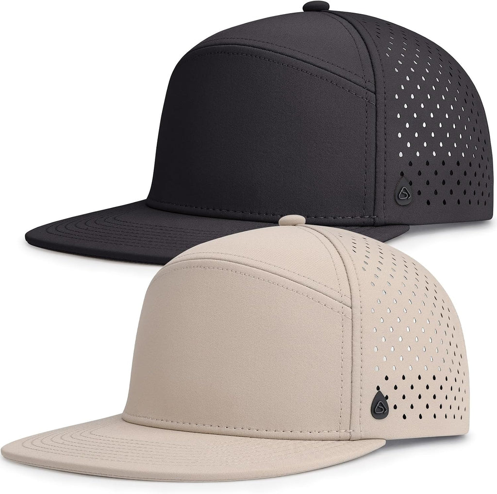 AOPREL Flat Brim Baseball Cap for Men Adjustable Water-Resistant Performance Hat with Breathable Laser Perforated
