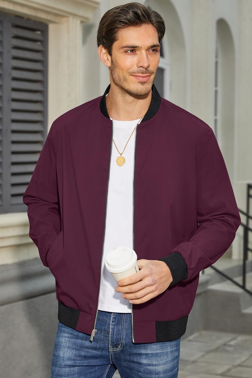 MAGCOMSEN Men's Bomber Jacket Lightweight Full Zip Windbreaker Jackets
