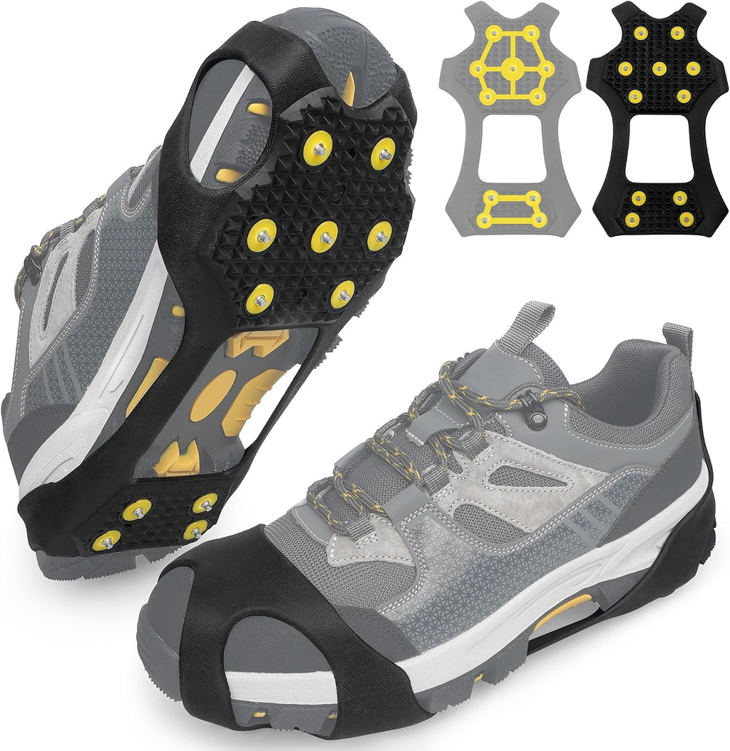 Crampons Ice Cleats for Boots Men and Women Anti Slip Grips Snow Ice Shoes Rubber Snow Traction Cleats Slip-on Stretch Footwear Walking Crampon